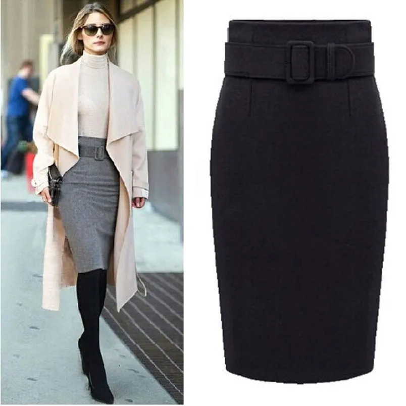 Skirts Fashion Autumn Winter Style Cotton Plus Size High Waist Saias Femininas Casual Midi Pencil Skirt Women Female De 231019