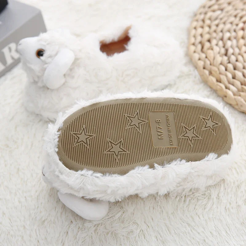 Slipper Toddler Girls Slippers Indoor Winter Cartoon Sheep Plush Warm Kid Boys House Footwear Soft Rubber Sole Home Shoes Baby Items 231020