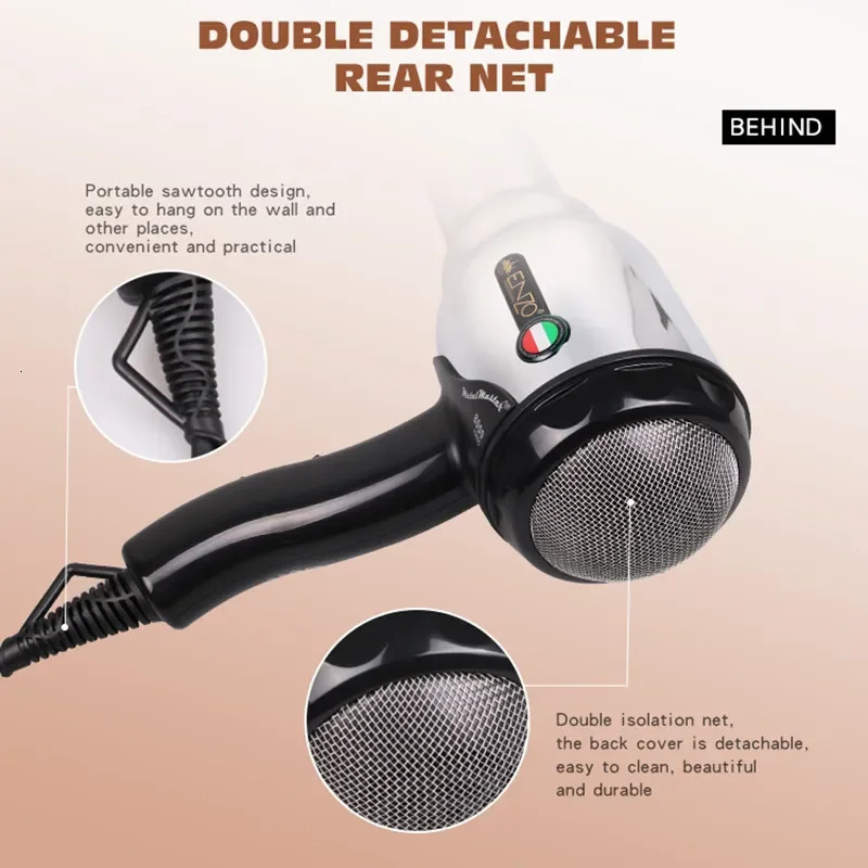 Hair Dryers ENZO 2000W Powerful Dryer Professional Blow Brush AC Motor All Metal Strong Wind with Comb 231020
