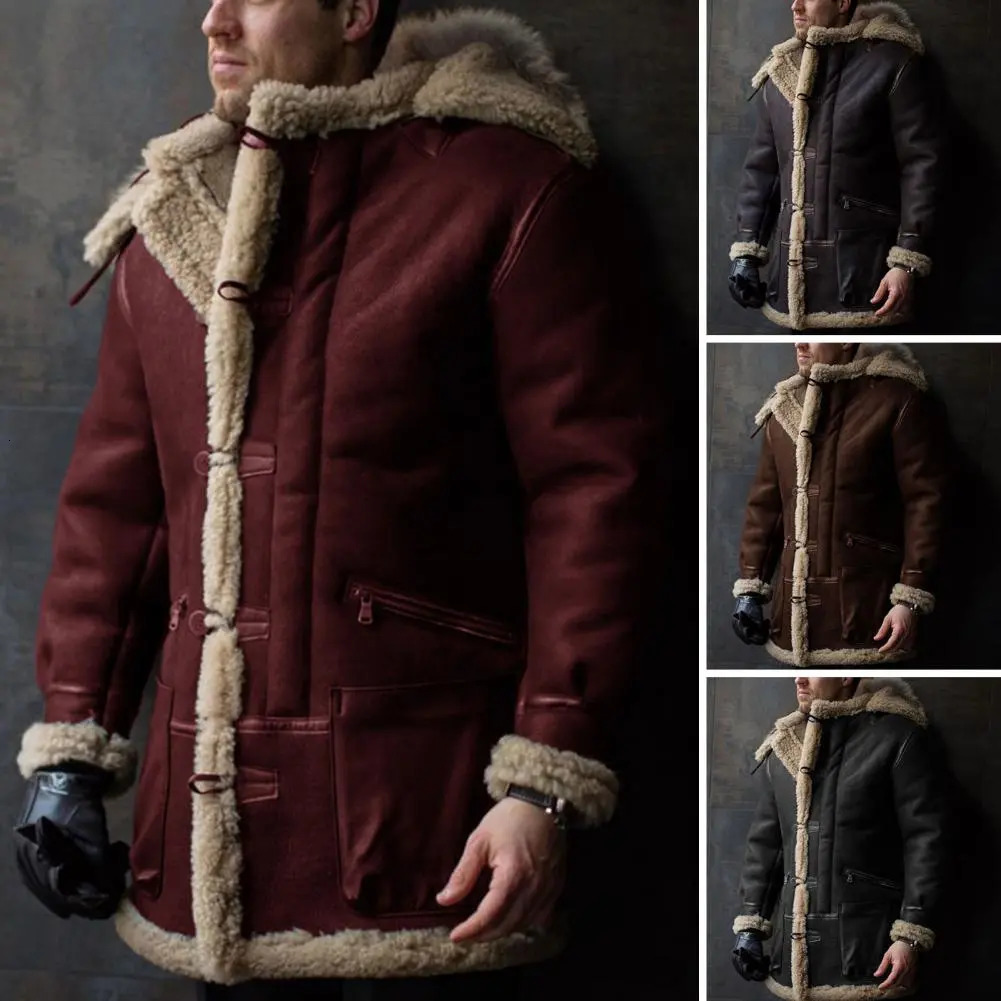 Men's Leather Faux Men Autumn Winter Thicken Warm slim fit Hooded Jackets Outwear Hip Hop Coat Male Teen Casual Jacket Colorful S5XL 231020
