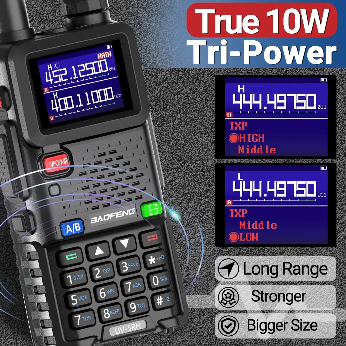 Walkie Talkie Baofeng UV 5RH 10W Wirless Copy Frequency 999CH USB Type C Charger Upgraded 5R Transceiver Ham Two Way Radio 231019