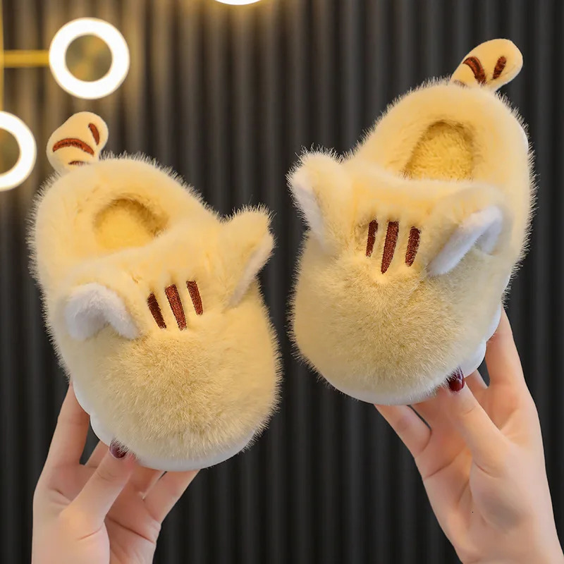 Slipper Children Cotton Slippers Autumn and Winter Cartoon Cat Cute Warm Thick Soft Kids Shoes for Boys and Girls Plush Solid Color 231020