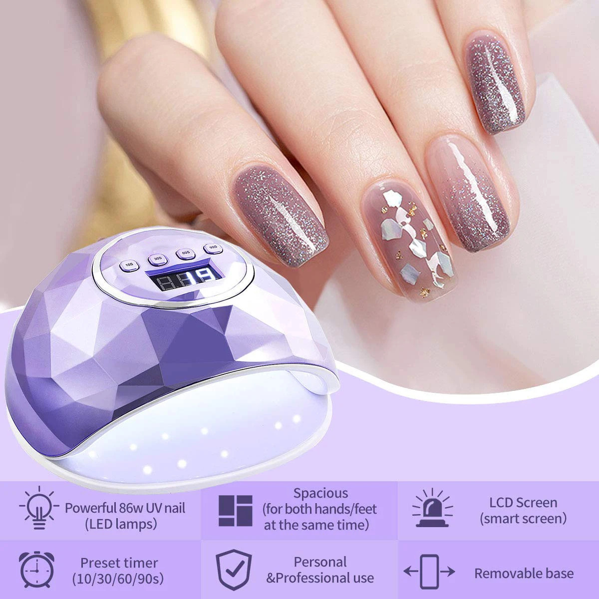 Nail Dryers 2023 UV LED Lamp For Nails Manicure Drying All Gel Polish With 39 LEDs Fast Dryer Timer Smart Sensor 231020