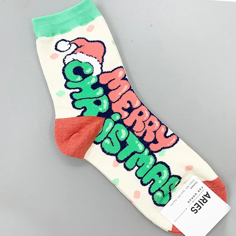 Kids Socks 3Pairs Korean Dongdaemun Autumn Winter Funny Christmas Letter Stockings Cute Korean Mid-tube Socks 231020