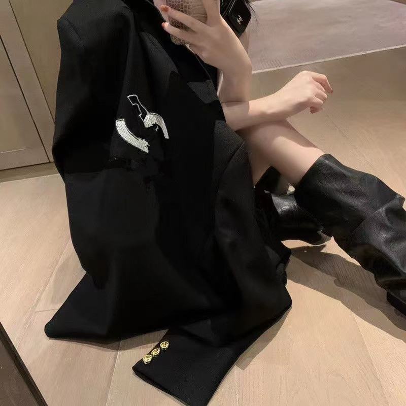 Little tide brand letter suit jacket female 2023 autumn and winter new temperament loose casual suit top