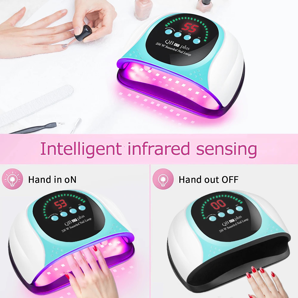 Nail Dryers 256W UV LED Red Light Nail Lamp for Gel Nail Polish With 57 Lamp Beads Auto Sensor and 4 Timers Professional LED Nail Dryer 231020