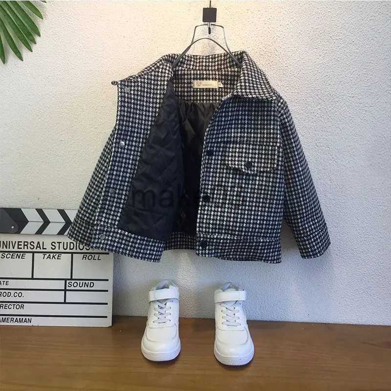 Clothing Sets 2-9 Yrs Children's Thick Woolen Coat 2023 New Plover Case Boy single-breasted Handsome Baby Kid Boys Wear Autumn Winter Jacket J231