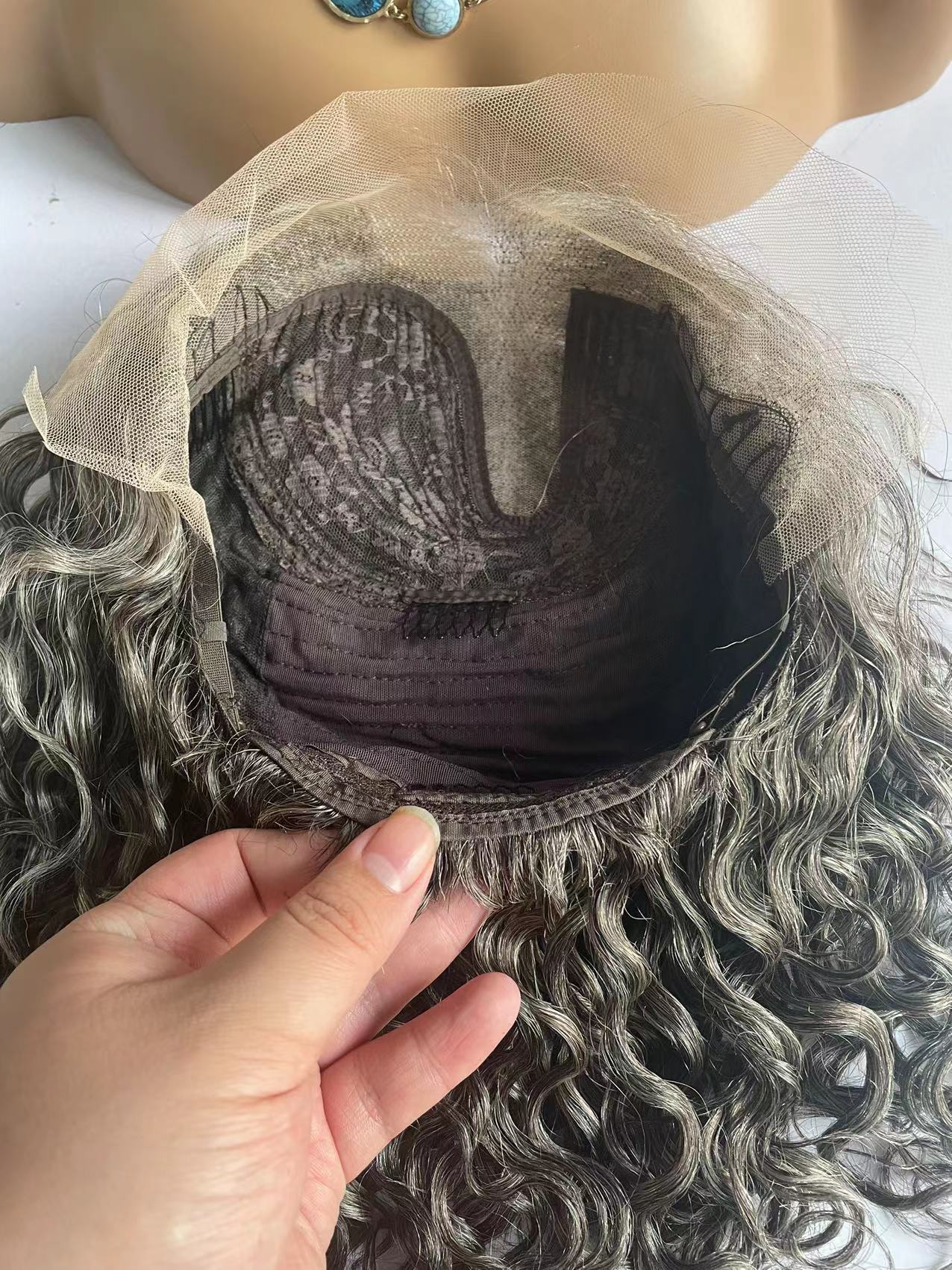 Chic human raw virgin hair Bob Salt And Peppe Glueless 13x1 T side part Frontal hd Lace Wig bro Gray Brazilian Human curly Hair Lace Wig with low high