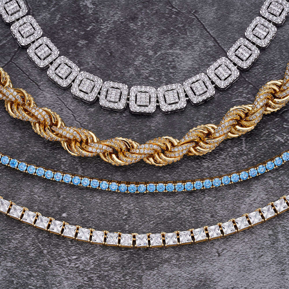 necklace moissanite chain Hip Hop Sier VVS D Color Moissanite Bracelet Bangle Anklet Necklace Choker Men Jewelry Iced Out