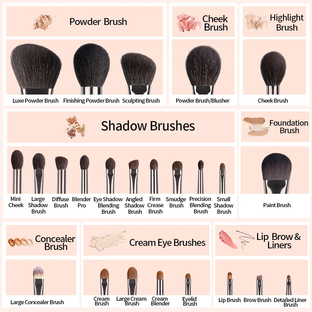 Makeup Brushes OVW Natural Goat Hair Makeup Brushes Set Professional Kit brocha maquillaje pedzle do makijazu blending smudging brush shader 231102