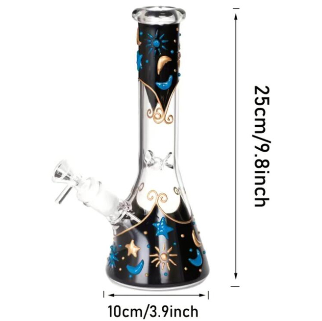 Glow In The Dark Bongs Smoking Glass Pipes Hookahs Shisha Smoke Water Bongs beaker Heady Dab Rigs Downstem Perc With 14mm Bowl