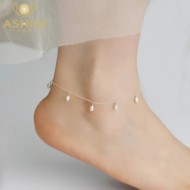 Anklets Designer luxury Anklet Natural Freshwater Pearl for Women Simple Temperamental Beach 925 silver Festival gift
