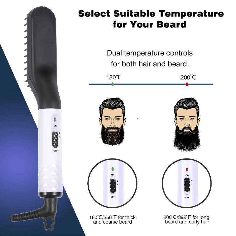 Hair Straighteners Beard Straightener for Men Faster Heated Ionic Technology Straightening Comb Electric Portable Mens Styling Brush 231020