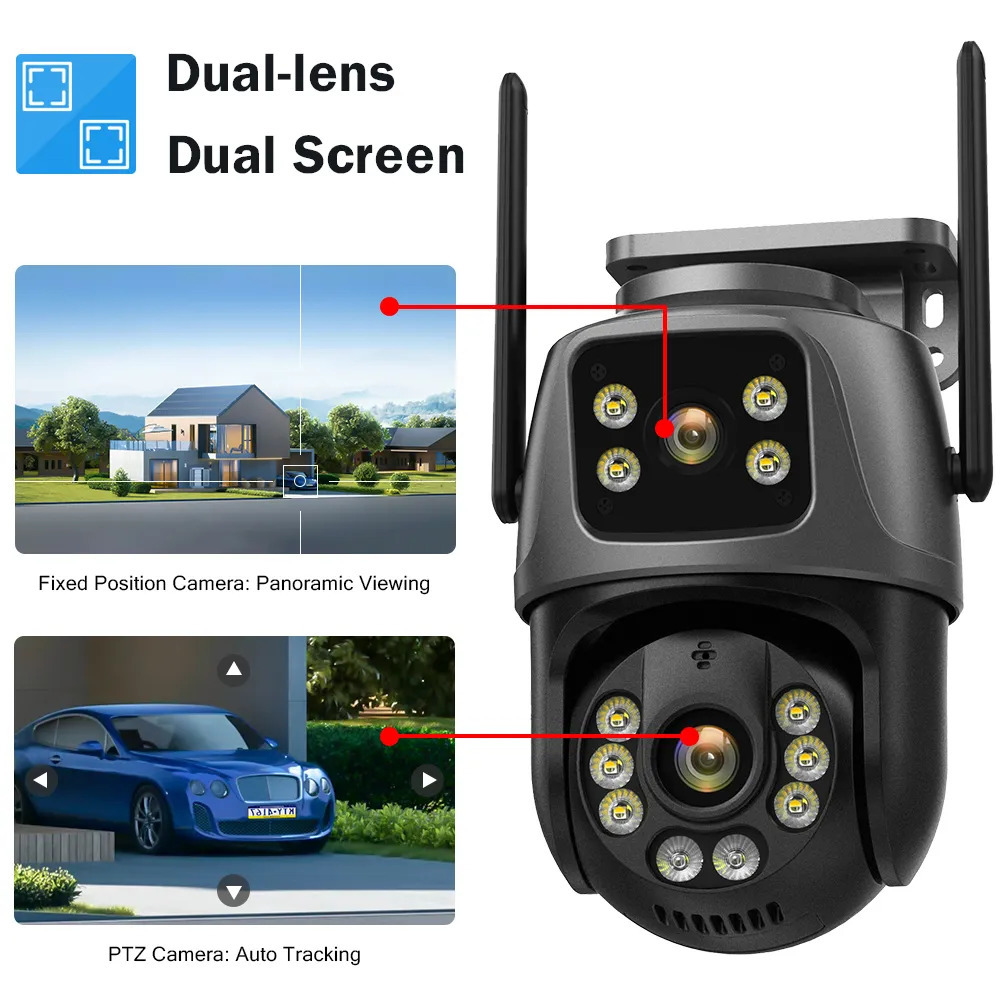Pinhole Cameras Dual Lens 360 Wifi Camera IP66 Security Protection 8MP 4K Wireless Outdoor Human Detection ICSEE Video Surveillance PTZ 231019