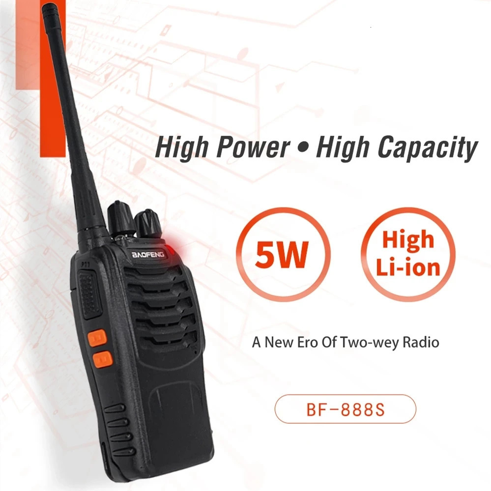 Walkie Talkie 2pcs Baofeng BF 888S 5W 16 Chs 400 470MHz UHF FM Transceiver 6m Two Way Radio Comunicador For Outdoor Hiking 231019