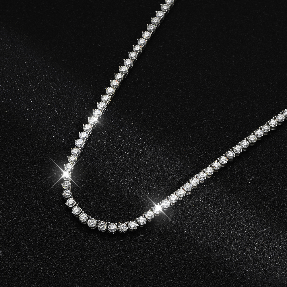 tennis chain necklace designer for women stainless steel plated gold silver 3MM 4MM width inlaid 1 row diamond iced out chains link necklaces hip hop 