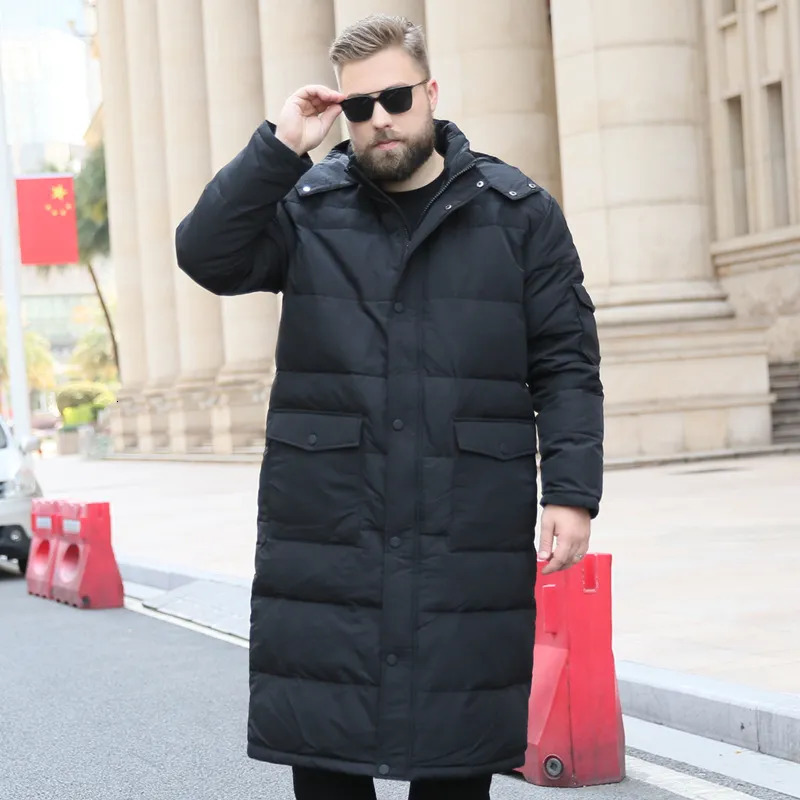 Men's Vests Long Winter White Down Jacket Men 2023 86 Black Cargo Thick Coat Hooded Warm Male Plus Size 6XL 7XL 8X 9XL 10XL Clothing 231020