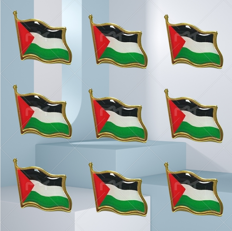 50Pcs Palestine Flag Pin Brooch Country Palestine National Emblem Flag Badge Lapel Pins Metal Flag Brooch Badges Decorations