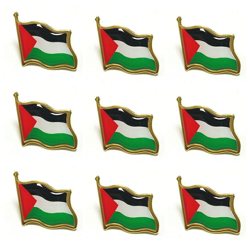50Pcs Palestine Flag Pin Brooch Country Palestine National Emblem Flag Badge Lapel Pins Metal Flag Brooch Badges Decorations