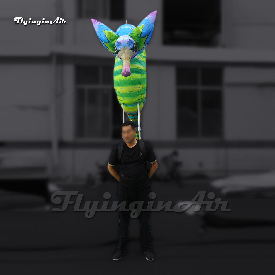 Fantastic Parade Performance Walking Inflatable Seahorse Puppet Carried Sea Animal Model Blow Up Hippocampus Balloon With Light For Event