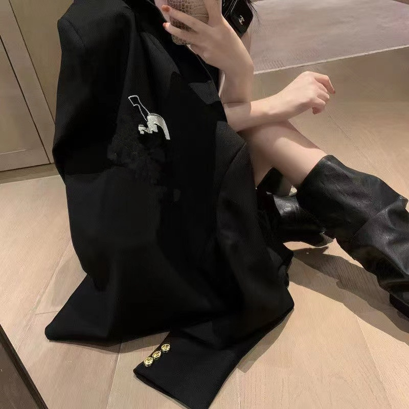 Little tide brand letter suit jacket female 2023 autumn and winter new temperament loose casual suit top