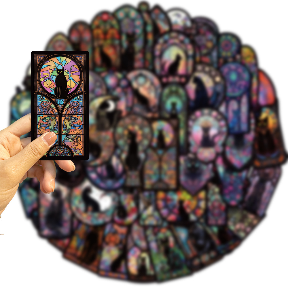 50pcs Waterproof Car Sticker Gothic Dark Cat DIY Decals Decorative for Kids Guitar Laptop Luggage