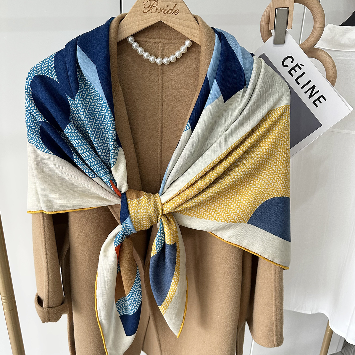 High-End Velvet High Sense Autumn and Winter New Silk Wool Scarf Female Korean Anime Pony Print Silk Wool Large Kerchief Wholesale