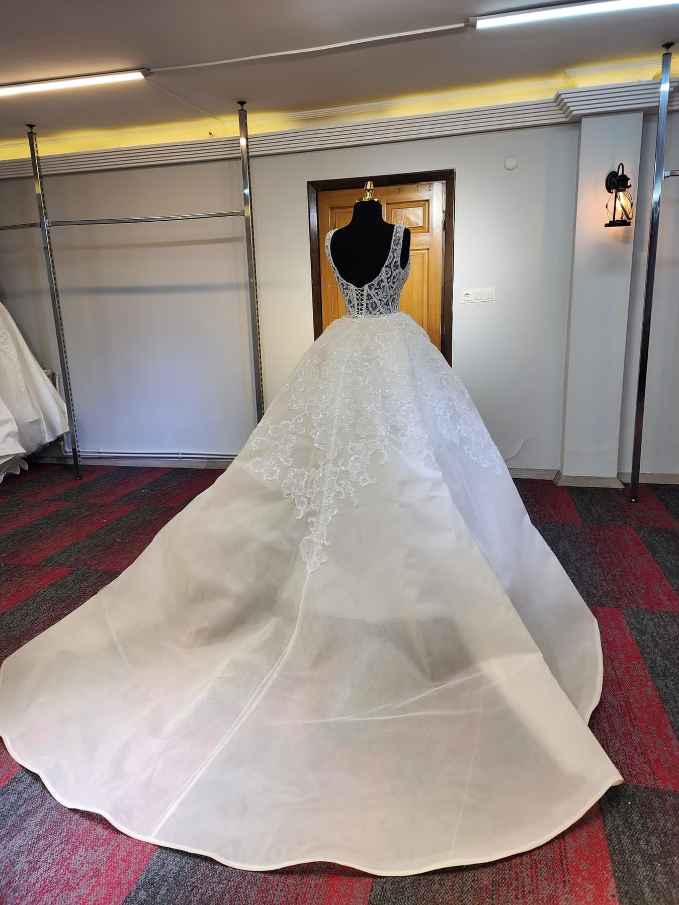 2023 Oct Arabic Aso Ebi Plus Size Beaded Lace Wedding Dress Sheath Detachable Train Bridal Gowns Dresses ZJ609