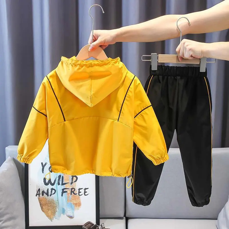 Clothing Sets Spring Summer Toddler and Baby Boys HoodiePant Sets Drawstring Hooded Half Zip Children Outerwear Kids Outfits 1-10 Years 231020