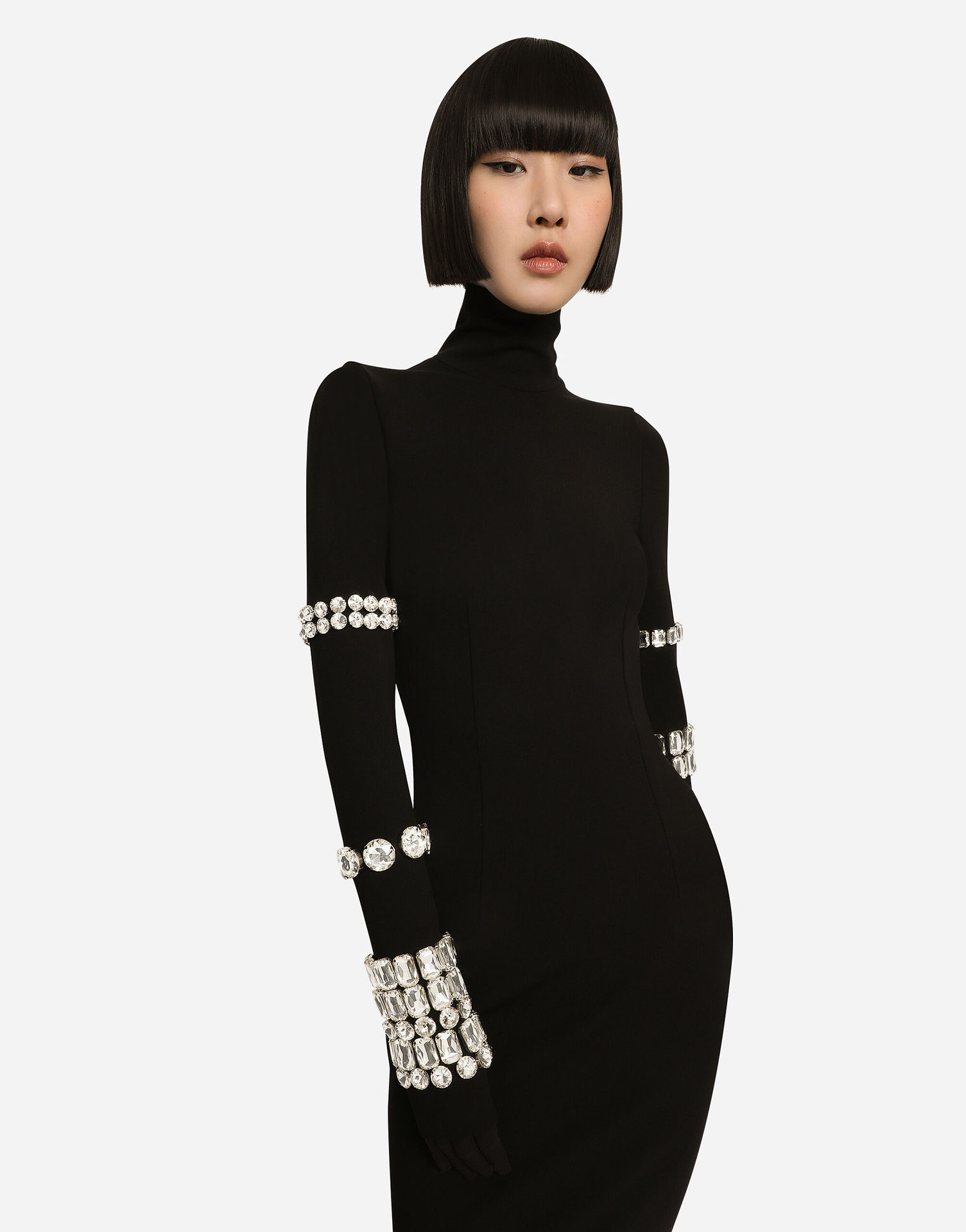 100 2023 Runway Dress Spring Autumn Dress Brand Same Style Empire Crew Neck Long Sleeve Black Womens Dress Fashion M