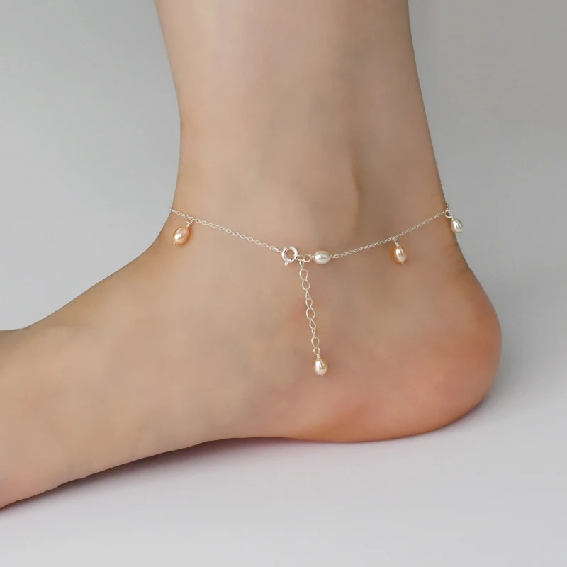 Anklets Designer luxury Anklet Natural Freshwater Pearl for Women Simple Temperamental Beach 925 silver Festival gift