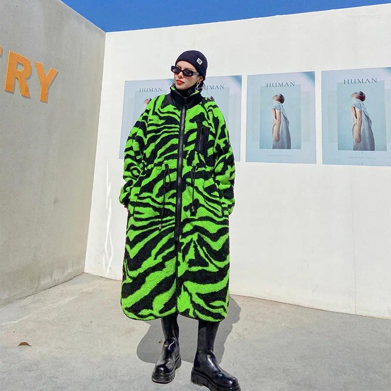 Women's Fur Women Winter Faux Teddy Bear Coat Thick Oversized Long Zebra Color Loose Women;S Jacket