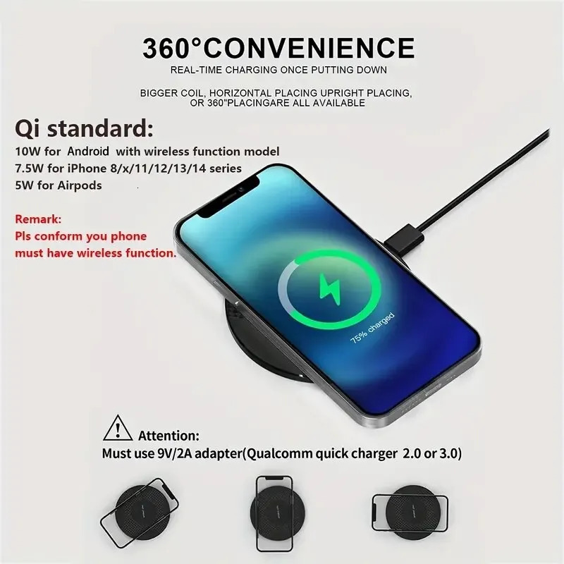 Cell Phone Mounts Holders 10W Wireless Charger Pad Stand Desktop Ultra thin Mobile Fast Charging Dock Station For 231019
