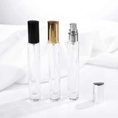 Perfume Bottle 10pcs/lot 10ml Transparent Glass perfume Spray Bottle Sample Glass Vials Portable Mini Perfume Atomizer Gold Silver Cap 231020