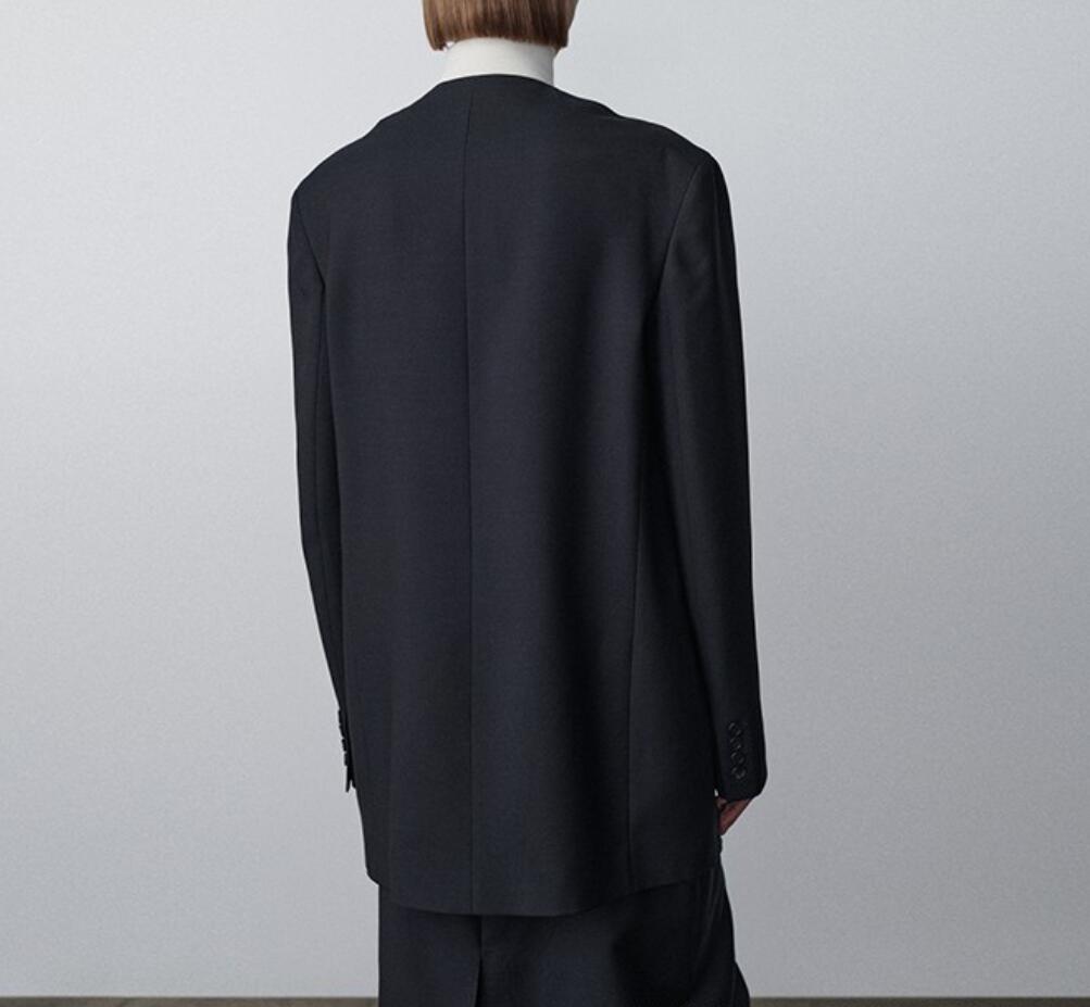 Th * row Wool Blended Classic Top 2023 Spring and Autumn New Mohair Ultra Simple Fashion Fie Suit Coat