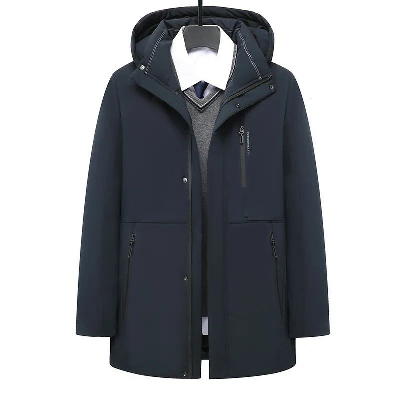 Men's Vests 2023 Fashion Men Duck Down Over The Knee Thicken Long Discovery Coat Couple Hooded Warm Winter Lovers' Clothes Zipper Jacket 231