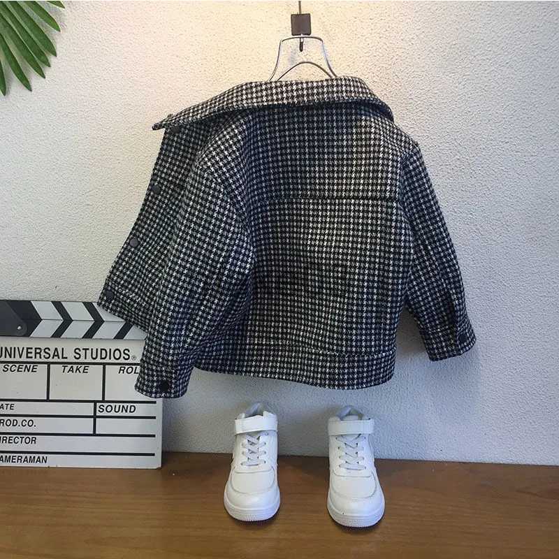 Clothing Sets 2-9 Yrs Children's Thick Woolen Coat 2023 New Plover Case Boy single-breasted Handsome Baby Kid Boys Wear Autumn Winter Jacket J231