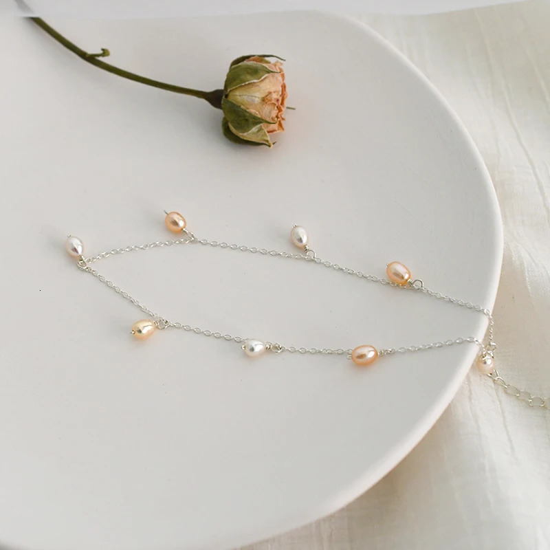 Anklets Designer luxury Anklet Natural Freshwater Pearl for Women Simple Temperamental Beach 925 silver Festival gift