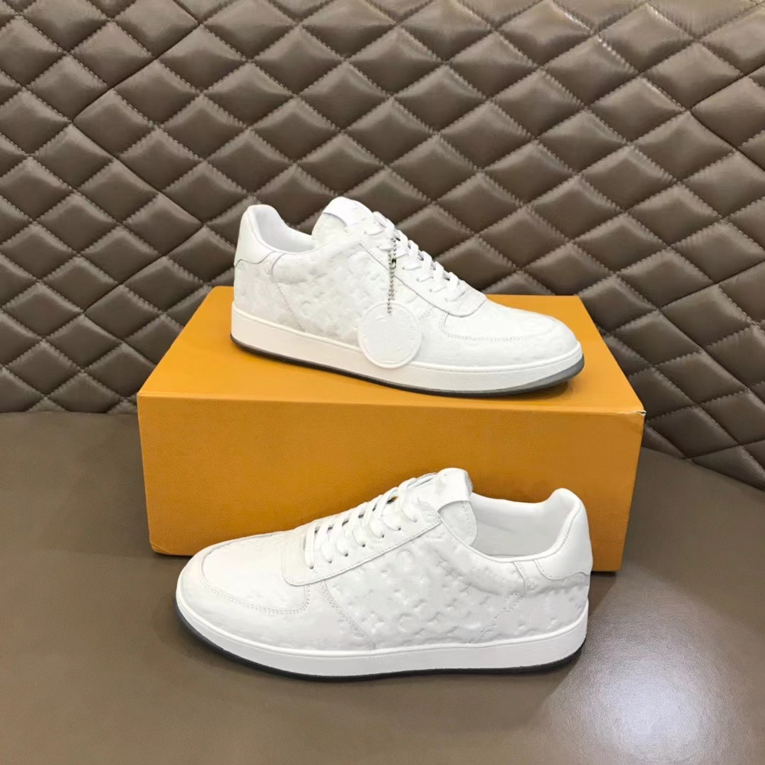Designer L Rivoli Men Causal Shoes Fashion Woman Leather Lace Up Platform Sole Sneakers White Black mens womens Luxury velvet suede 35-45 07