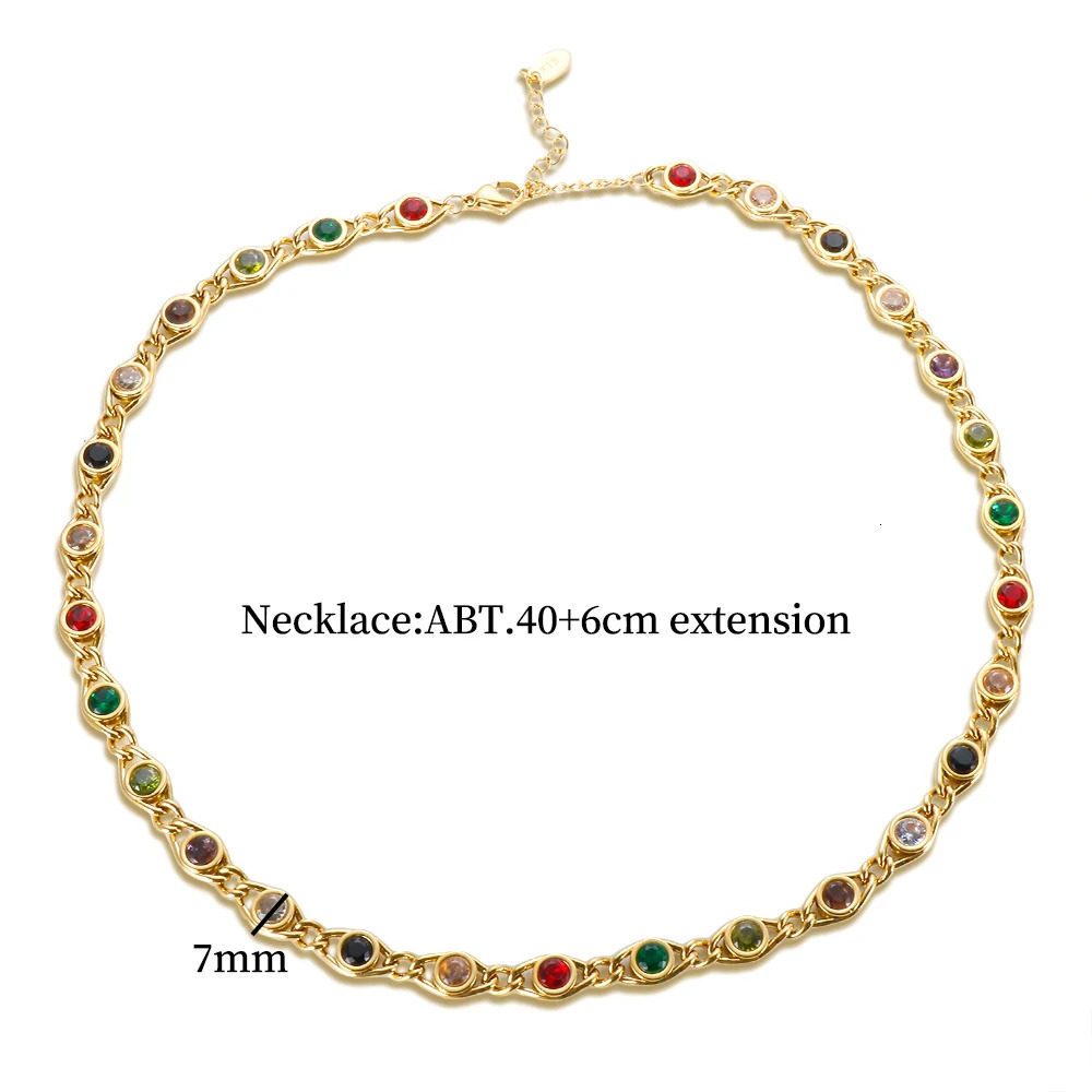 Wedding Jewelry Sets Trend Colorful Cubic Zirconia Panel Bracelet Necklace For Women Gold Color Stainless Steel Crystal Fisheye Jewelry Set 231019
