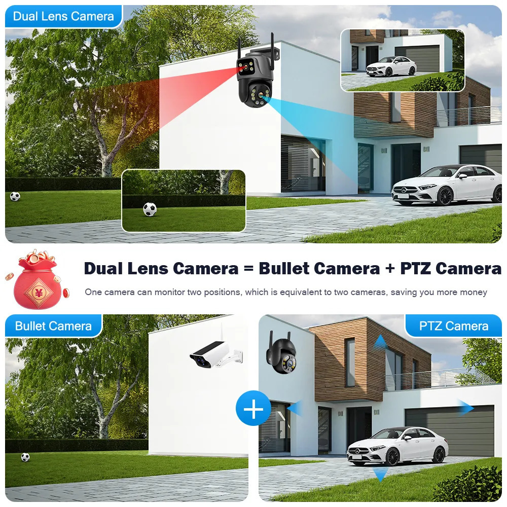 Pinhole Cameras Dual Lens 360 Wifi Camera IP66 Security Protection 8MP 4K Wireless Outdoor Human Detection ICSEE Video Surveillance PTZ 231019