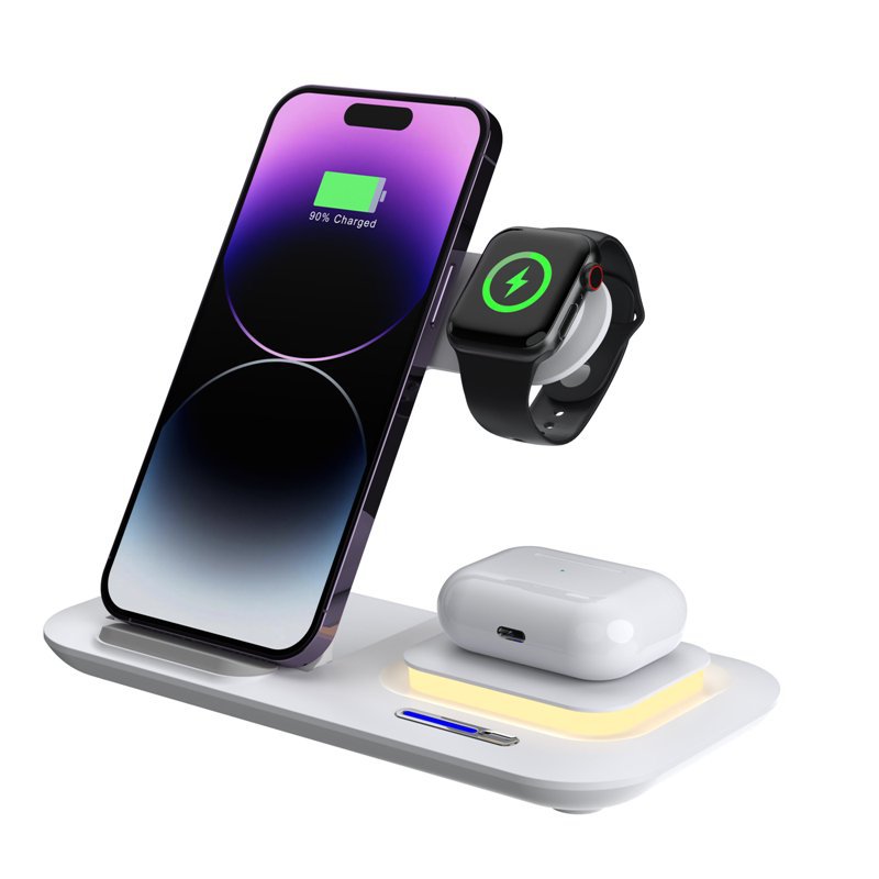 Multifunctional 5-in-1 night light wireless fast charger Desktop folding mobile phone stand wireless charger