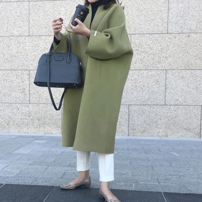 Womens Wool Blends Autumn and winter explosive woolen coat womens long solid color straight 231020