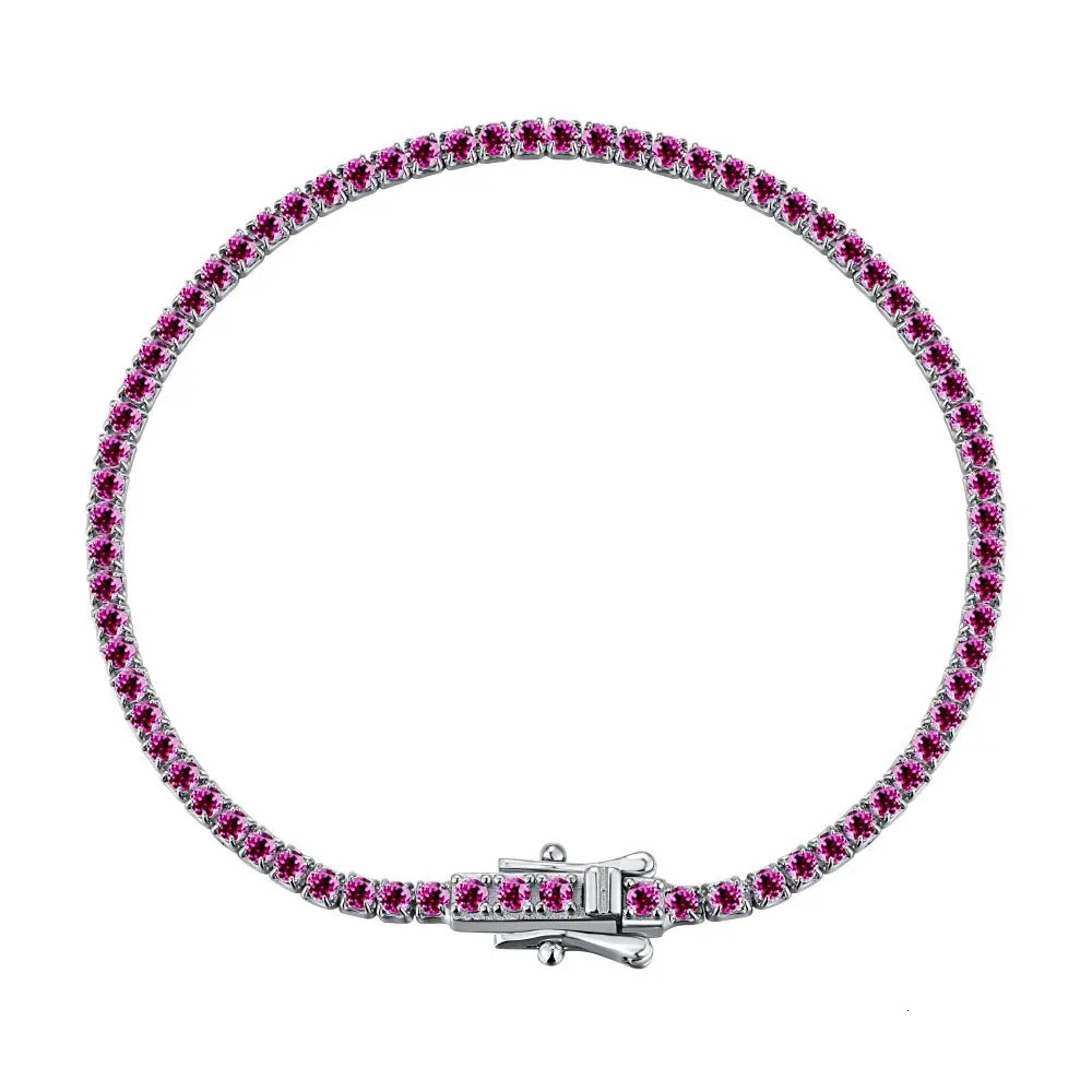 Bangle Wong Rain 925 Sterling Silver Lab Sapphire Emerald Ruby High Carbon Diamonds Gemstone Tennis Chain Bracelet Bangle Fine Jewelry 231020