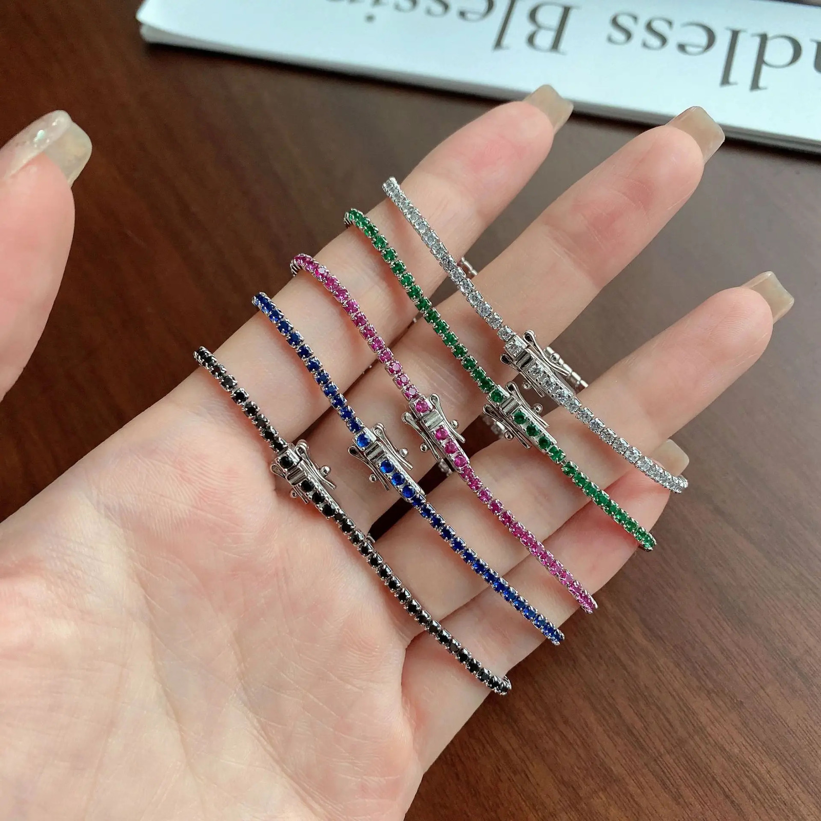 Bangle Wong Rain 925 Sterling Silver Lab Sapphire Emerald Ruby High Carbon Diamonds Gemstone Tennis Chain Bracelet Bangle Fine Jewelry 231020