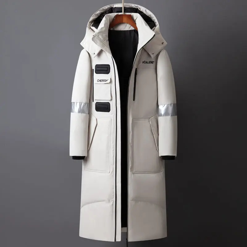 Men's Vests Winter Men Long White Duck Down Jackets Hooded 2023 Fashion Thicken Warm Overcoats Loose Coats Man Parkas Black Red xfewsddcg 231020