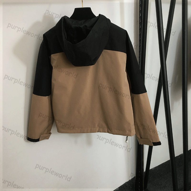 Trench Coat Couple Long Sleeve Hooded Short Trench Coat Casual Color Matching Design Storm Jacket