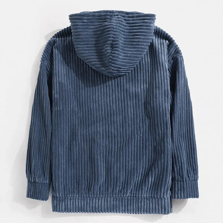 Men's Hoodies Sweatshirts 2023 Sweater Thickened Corduroy Long Sleeve Solid Kangaroo Pocket Shoulder Hoodie 231021