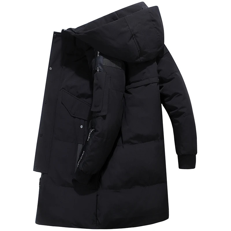 Men's Vests Korean Long Down Coat Fashion Patchwork Casual Overcoat Slim Hooded Fleece Warm Jacket Streetwear Camouflage Male Coats 231020