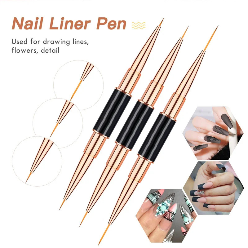 Makeup Tools Professional Nail Art Brush Set 5pcs Double Ended Brushes For Long Lines Thin Liner Nails Detail 231020